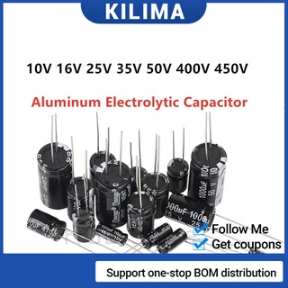 ตัวเก็บประจุอลูมิเนียมไฟฟ้า 10V 16V 25V 35V 50V 100UF 220UF 330UF 470UF 680UF 1000UF 2200UF