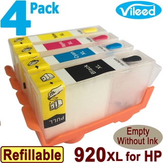 [สต็อกประเทศไทย]4 Pack 920XL Refillable Empty Print Cartridge Compatible for HP Officejet  6000 7500A color Printer