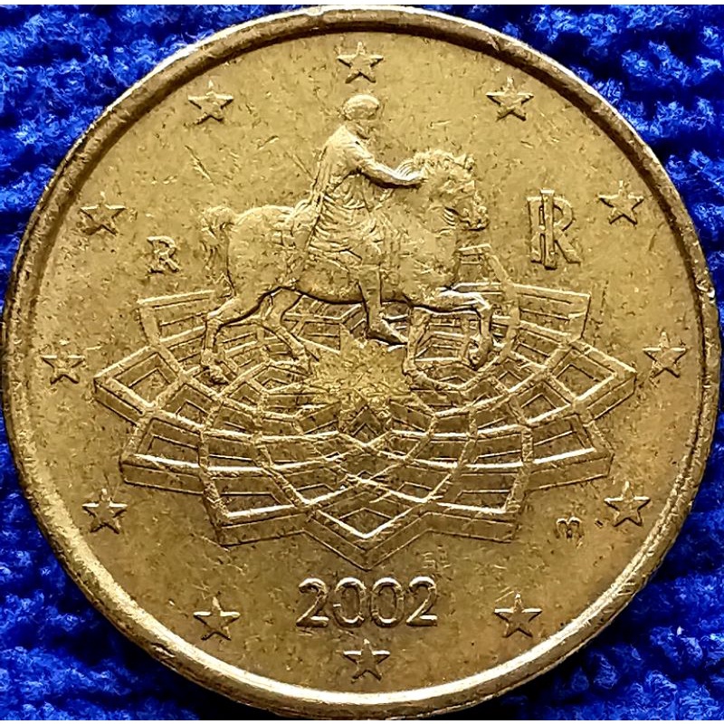 เหรียญ​ยูโร​ อิตาลี​ Italy, 50 Euro​ Cent, #​1901, ใช้แล้ว