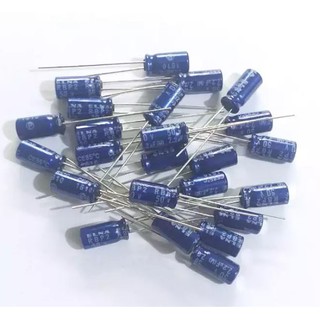 คาปาซิเตอร์  capacitor C ตัวเก็บประจุ อิเล็กทรอไลท์ 2.2UF50V ขนาด 5mm ยาว10.7mm  1ถุง 5 ตัว 25 บาท