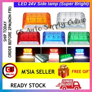 โคมไฟ LED 24V 20smd สีขาว สีแดง สีเหลือง สีเขียว สีฟ้า สําหรับติดด้านข้างรถบรรทุก รถพ่วง