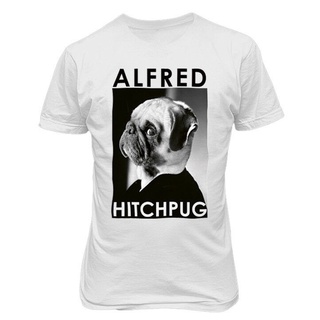 เสื้อยืด พิมพ์ลายสุนัขปั๊กตลก Alfred Hitchpug สวมใส่สบาย สําหรับผู้ชายSize S-5XL