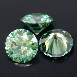 [พร้อมใบรับรอง Gra] moissanite 3EX สีเขียว ทรงกลม ทรงหลวม