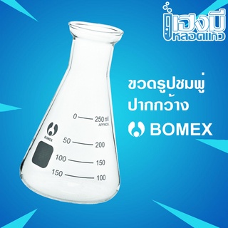 ขวดรูปชมพู่ Bomex Erlenmeyer Conical Flask แบบปากกว้าง Narrow Mouth ขวดชมพู่ปากกว้าง