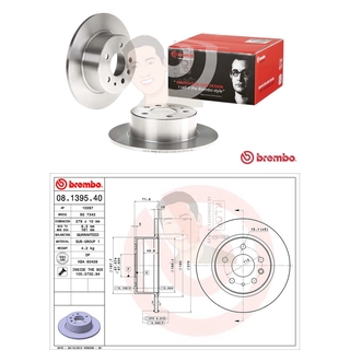 08 1395 40 จานเบรค ล้อ R (ยี่ห้อ BREMBO) รุ่น Std Benz W123 E200-300, W126 S500 ปี1976-1985***ราคาต่อข้าง