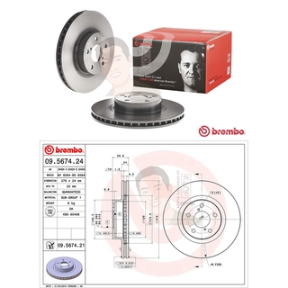 09 5674 21 จานเบรค ล้อ F (ยี่ห้อ BREMBO) รุ่น UV SUBARU Im Forester Legacy Outback BL BP ปี 1992-&gt;