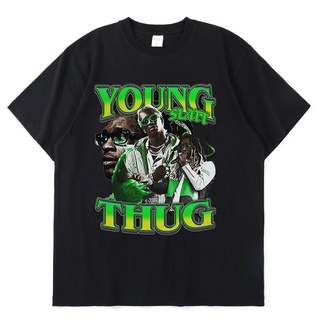 เสื้อยืดโอเวอร์ไซส์เสื้อยืด ผ้าฝ้ายแท้ พิมพ์ลายกราฟฟิค Young Thug สไตล์ฮิปฮอป แนวสตรีท ฤดูร้อน สําหรับผู้ชาย และผู้หญิง