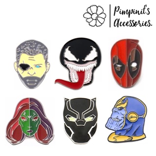 🇹🇭 พร้อมส่ง : เข็มกลัดเซ็ทแกงค์ตัวละครค่ายมาร์เวล | Marvel Enamel Brooch Pin Set.