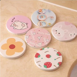 แผ่นรองแก้ว ขนาด 10 x 10ซม กันลื่น ลายการ์ตูนน่ารัก