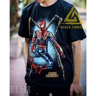 BT 118 Iron Spider Spiderman เสื้อยืด สีดำ BT Black Timber T-Shirt ผ้าคอตตอน สกรีนลายแน่น S M L XL XXL