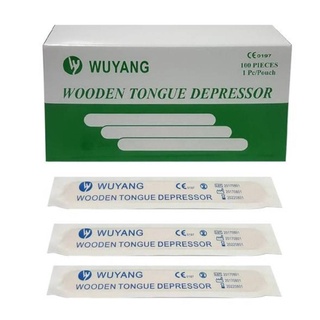 Wooden Tongue Depressor Sterile ไม้กดลิ้น ปลอดเชื้อ 1 กล่องมี 100 ชิ้น 18703