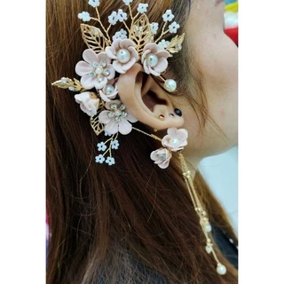 จรหู ที่คล้องหู(เครื่องประดับหู)ต่างหู องประดับตุ้มหูตะขอห้อยดอกไม้สําหรับผู้หญิง