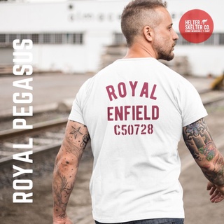 คอลูกเรือเสื้อยืดคอกลมเสื้อยืด พิมพ์ลาย Royal Enfield Pegs สไตล์วินเทจ คลาสสิก แฟชั่นเรโทร สําหรับรถจักรยานยนต์ผ้าฝ้ายแท