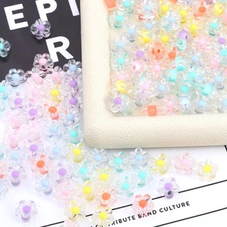 50ชิ้น Multicolor อะคริลิคลูกปัด Sunflowers Spacer สําหรับสร้อยคอมือสร้อยข้อมือและเครื่องประดับ DIY Handmade อุปกรณ์เสริม