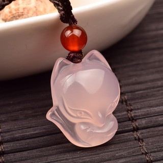 Chalcedony จี้สุนัขจิ้งจอกธรรมชาติ ขนาดเล็ก สําหรับผู้ชาย ผู้หญิง