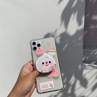 🍑 Case เคส เคสมือถือ เคสโทรศัพท์ เคสนิ่ม เคสใส New ไอริงลูกพีชเหลี่ยมขาว holder griptok