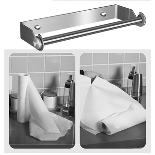 [Biho] Stainless Steel Paper Towel Holder Punch-Free Towel Rack Wall Mounted Roll Paper Stand for Bathroom Kitchen