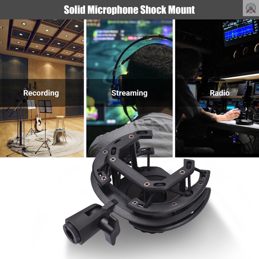 Microphone Shock Mount Suspension Holder Clip 180° Foldable for Condenser Microphone Mounting