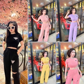 เซ็ตนมโตแต่งขาด สุดชิว ได้ทั้งเซ็ตเสื้อและกางเกง