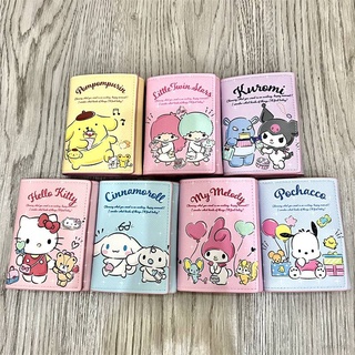 Ns3 กระเป๋าสตางค์ ลาย Sanrio Hello Kitty mymelody Kuromi LittleTwinStars Cinnamon Pochacco Pompom Purin สามพับ สําหรับนักเรียน