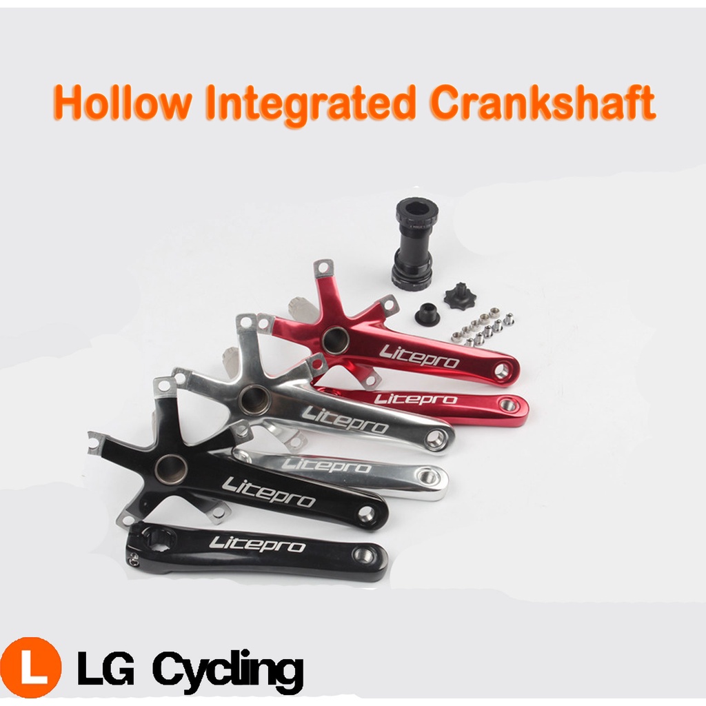 Litepro Hollow แบบบูรณาการเพลาข้อเหวี่ยงจักรยานพับ Hollow CrankSet อลูมิเนียมอัลลอยด์ Ultralight Cra