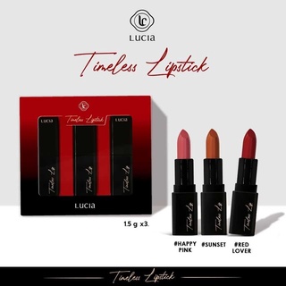 (ลด 80.- เก็บโค้ดหน้าร้าน) Lucia Timeless Lipstick mini Set ลิปสติกเนื้อครีมแมทท์ จัดเซตมินิ 3 สี มาด้วยกัน