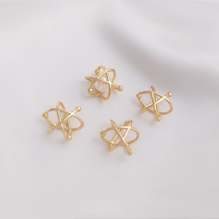 จี้ diy 14K ทองแดง Clad สีทองระบุสามารถถือคริสตัลเพิร์ลดาวเคราะห์