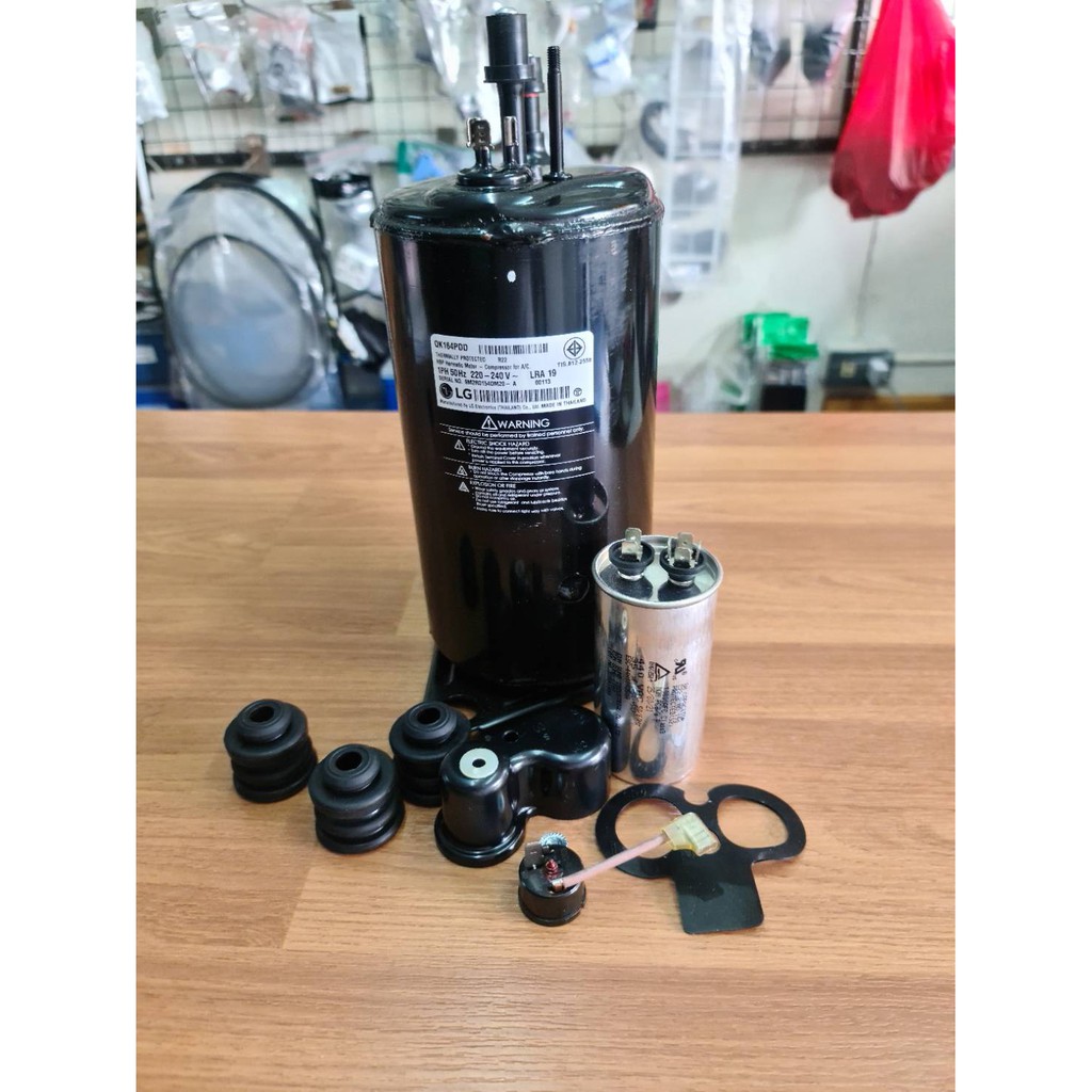 0000711 คอม เพรสเซอร์ ขนาด9350BTU แอลจี LG QK164PDD คอมแอร์แบบ โรตารี่  น้ำยาR22  คอมเพรสเซอร์สำหรับ