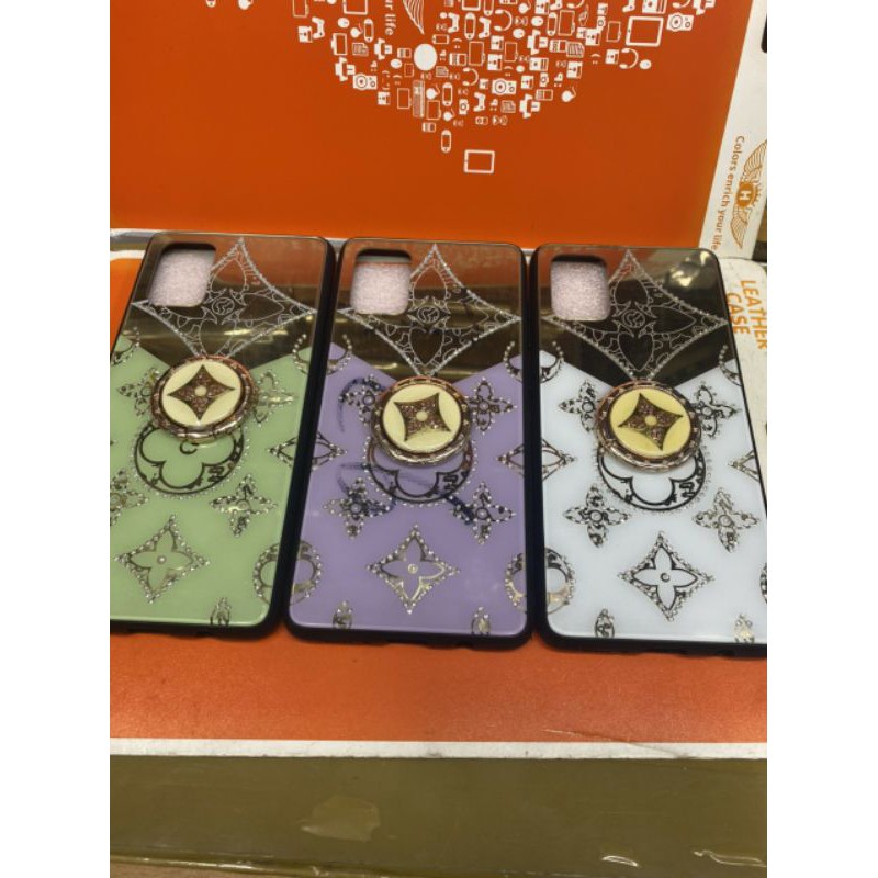 SAMSUNG เคสซัมซุงA71 โป๊ะกระจกพร้อมหินลายพร้อมไอริง