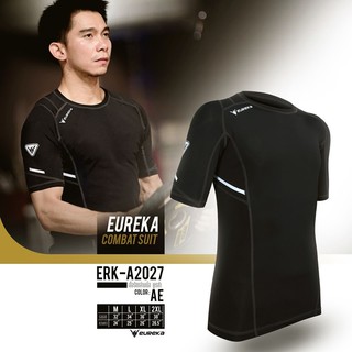 ERK-A2027 เสื้อ รัดกล้ามเนื้อ รัดรูป บอดี้ฟิต bodyfit ยูเรก้า แขนสั้น EUREKA COMBAT SUIT ชาย + มี ใบกำกับภาษี สีดำ