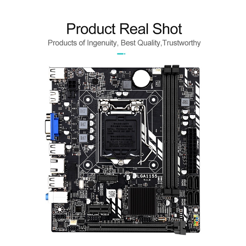 Szmz H61 Pc Motherboard Lga 1155 With Intel Core I3 2120 Cpu And 2*4gb 