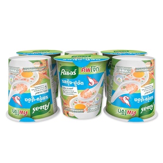 คนอร์คัพ โจ๊กกึ่งสำเร็จรูป รสกุ้ง-ปูอัด 35 กรัม x 6 ถ้วย KNORR Cup Instant Jasmine Rice Porridge with Shrimp and Crab