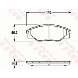 ผ้าดิสเบรคหน้า TOYOTA HILUX VIGO SMART 2WD 4X2 2008- CHAMP 2WD 4X2 2011- GDB7773 TRW
