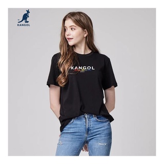 KANGOL T-shirt unisex เสื้อยืดปักลายโลโก้ KANGOL สกรีนแถบสีรุ้ง สีขาว,ดำ,น้ำเงิน ผู้หญิง 61251003