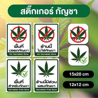 สติ๊กเกอร์  กัญชา ปลอดกัญชา Cannabist free ร้านไส่กัญชา พื้นที่กัญชา No Cannabist 3M แท้ ติดง่าย