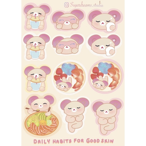 🌽A7 Die-cut sticker 🥦Daily routine for good health🥑