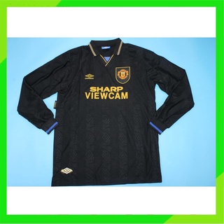 เสื้อกีฬาแขนยาว ลายทีมชาติฟุตบอล MU 93-95 Man Utd Away สไตล์เรโทร