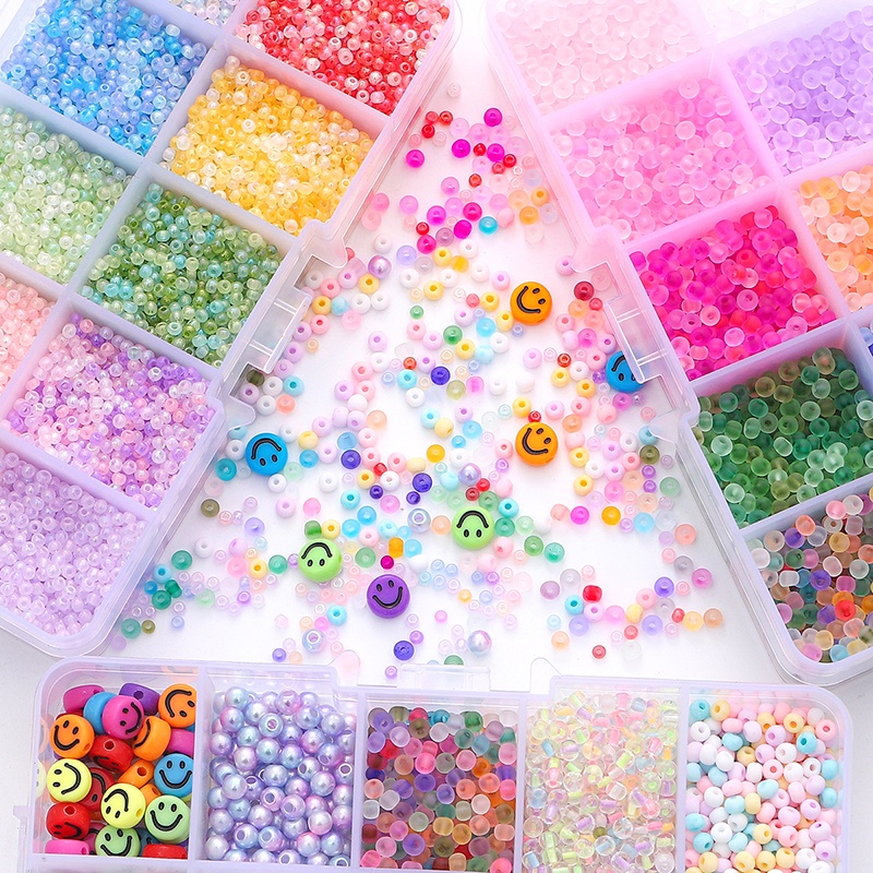 ชุดกล่องลูกปัดข้าว คุณภาพสูง 10 ช่อง สีพื้น ตัวอักษร ฝ้า ครีม แฮนด์เมด DIY สําหรับทําเครื่องประดับ