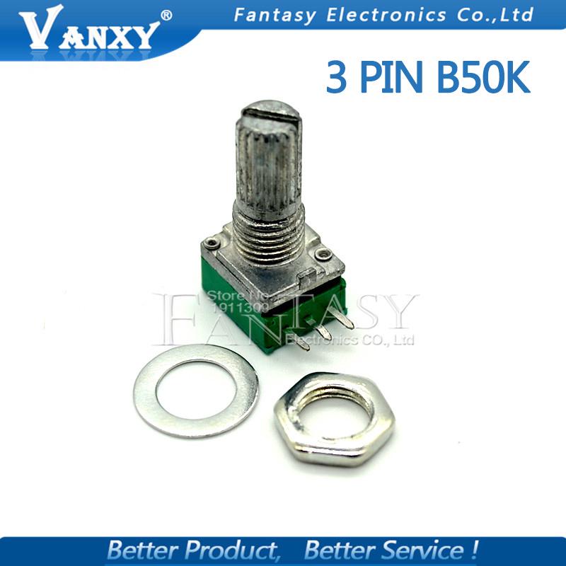 rk 097 n 50 k single linked potentiometers b 50 k พร้อมสวิทช์ขยายเสียง 3 pin 15 มม. 5 ชิ้น