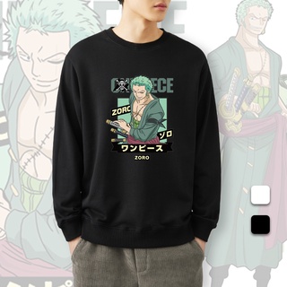 เสื้อกันหนาวแขนยาว คอกลม มีฮู้ด ลายการ์ตูนอนิเมะ One Piece Zoro แฟชั่นสตรีท สําหรับผู้ชาย สินค้าพร้อมส่ง