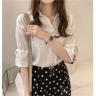 เสิ้อเชิ๊ตคอปกลายทาง A122 เสื้อผ้าแฟชั่น เสื้อผ้าผู้หญิง เสื้อผ้าแฟชั่นราคาส่ง เสื้อผ้าแฟชั่นเกาหลี งานเกาหลี