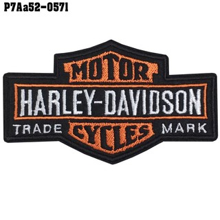 อาร์มติดเสื้อ HARLEY TRADE MARK อาร์มHARLEY อาร์มฮาเล่ย์ อาร์มติดเสื้อฮาเลย์ สีส้มขาว สินค้าผลิตในประเทศไทย พร้อมจัดส่ง!