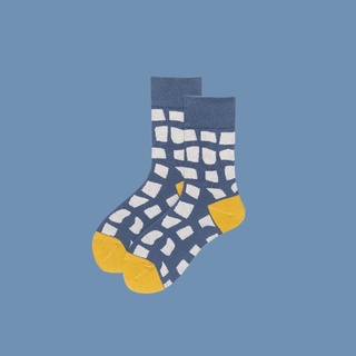 Blue Bricks Socks | ถุงเท้าข้อกลางลายอิฐสีฟ้า