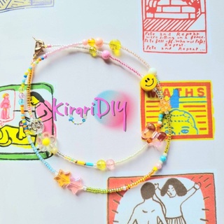 ชุดที่2:สายคล้องแมส แฮนเมด ลูกปัดสีรุ้ง ลูกปัดญี่ปุ่น DIY smiley คริสตัล