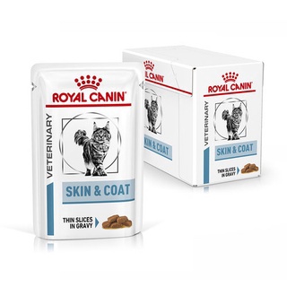 Royal canin Skin &amp; Coat Pouch อาหารแมวประกอบการรักษาโรคผิวหนัง ชนิดเปียก (SKIN &amp; COAT GRAVY) 85g * 12 ซอง