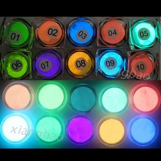 ผงเรซิ่นเรืองแสง 10 สีสําหรับทําเครื่องประดับ