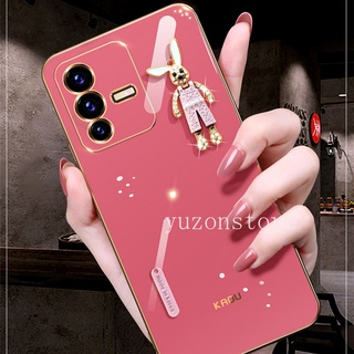 เคส 2022 VIVO V23 V23 Pro V23e V23e 5G เคสโทรศัพท Straight Edge Multicolor Phone Case with Trendy Rabbit Phone Soft Back Cover