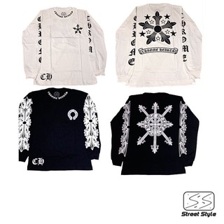 เสื้อแขนยาวโครมฮาร์ท สกรีนสวยคมชัด ผ้าฝ้าย 100% ใส่สบาย Chrome hearts longsleeve sweater