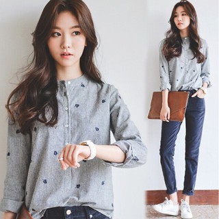 💥พร้อมส่ง 24 ชม💥 Quilla เสื้อเชิ้ตแขนยาว เสื้อแฟชั่น ใส่สบาย งานสวย Women's Blouse Women Shirt Top Polkadot(  FL 3-06)