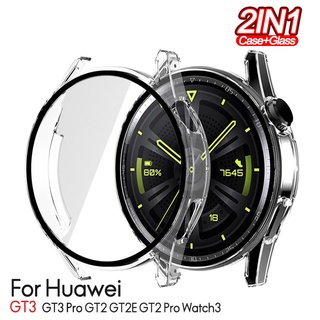 กระจกนิรภัย และเคส PC ป้องกันหน้าจอ สําหรับ Huawei Watch 3 Pro GT3 Pro 42 มม. 46 มม. 48 มม. Huawei GT2E GT3Pro